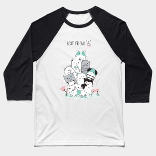 cute animal cartoon sketch Baseball T-Shirt